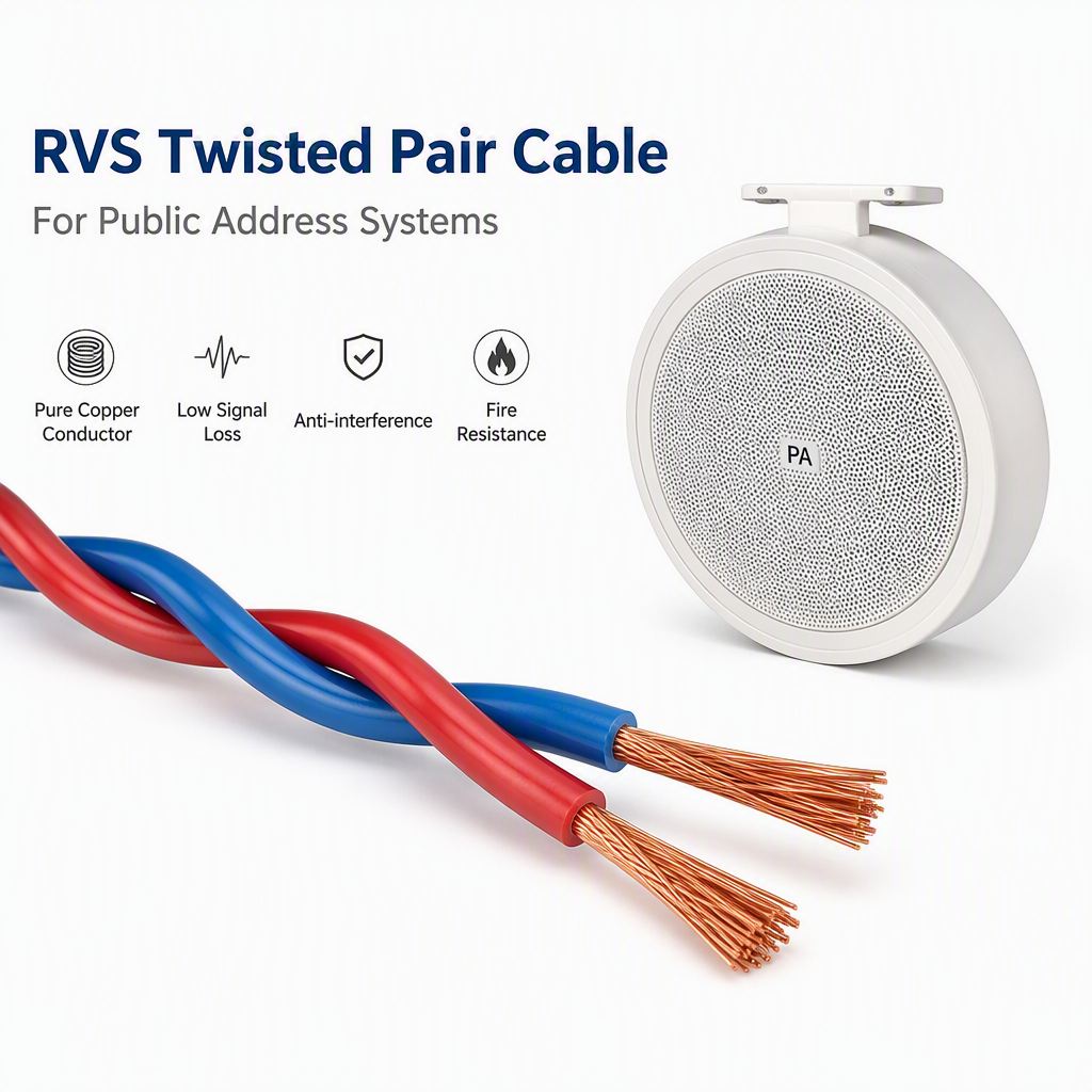 High Quality 300/300V RVS Twisted Pair Flexible Copper PVC Insulated 2 Core Fire Alarm Cable